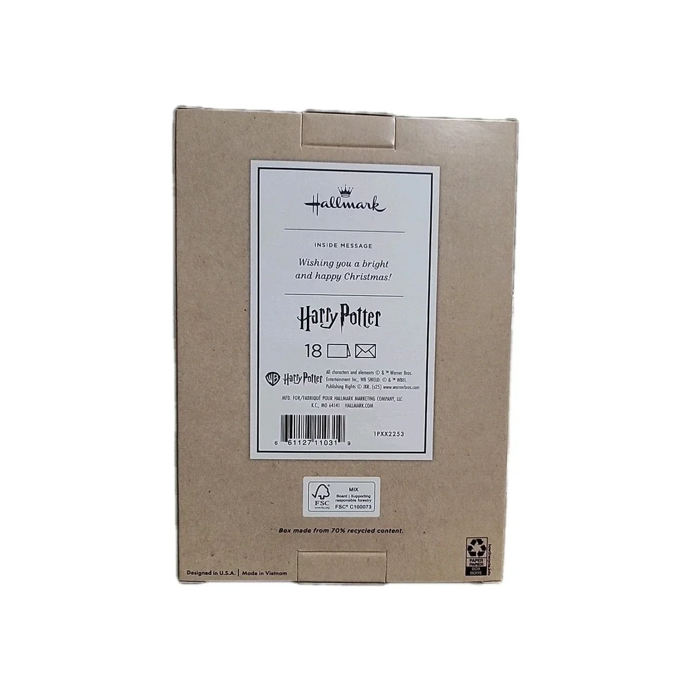 Hallmark Harry‎ Potter Hogwarts Christmas Cards 18 Count with Envelopes Sealed
